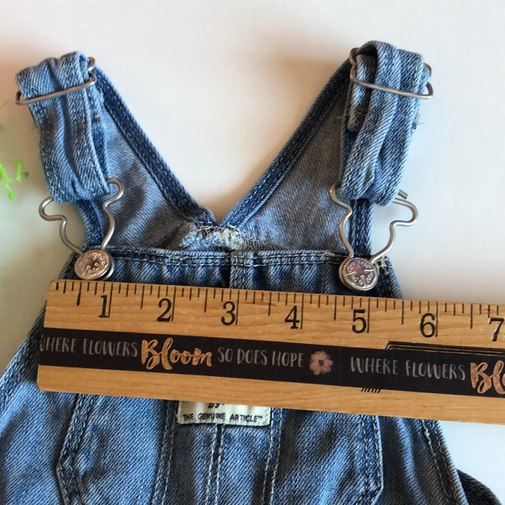 Osh Kosh Girl Bib Overalls Denim Dress Jumper White Eyelet Lace skirt 24M